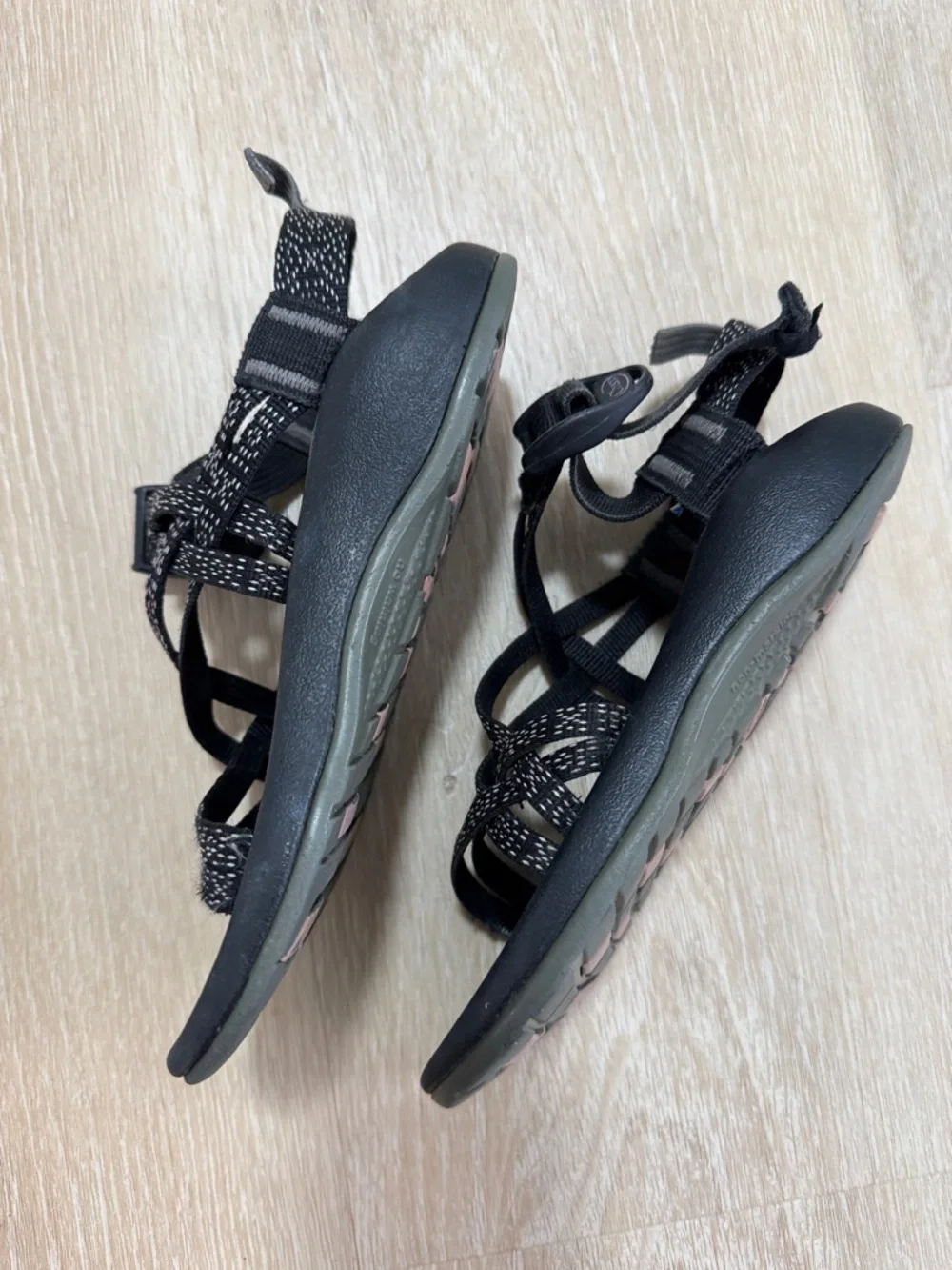 Chaco Kids Black Strappy Sport Sandals with Reflective Detailing
